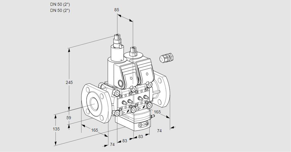 Регулятор давления с двумя эл.магнитными клапанами VCD 3E50F/50F05LD-25WR/MMMM/PPPP