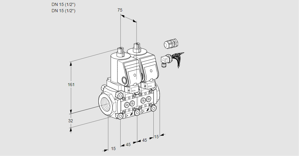 Клапан эл.магнитный сдвоенный VCS 1E15R/15R05NNKGR8/PPPP/PPPP