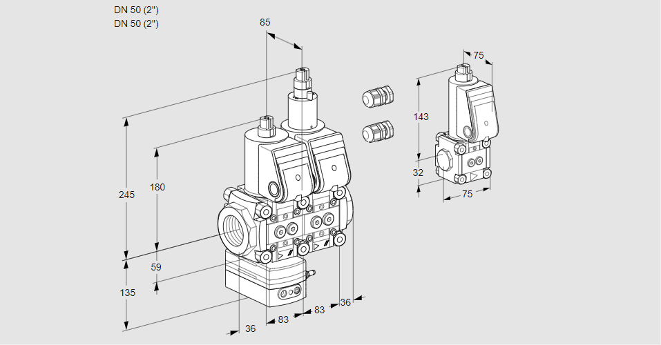 Регулятор давления с двумя эл.магнитными клапанами VCD 3E50R/50R05D-100LWR3/PPPP/PPZS