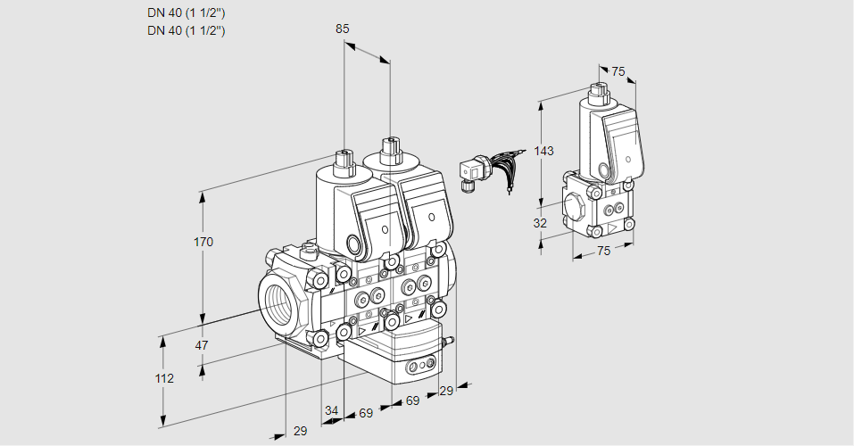 Регулятор давления с двумя эл.магнитными клапанами VCD 2E40R/40R05FND-50WR/PPPP/ZSPP