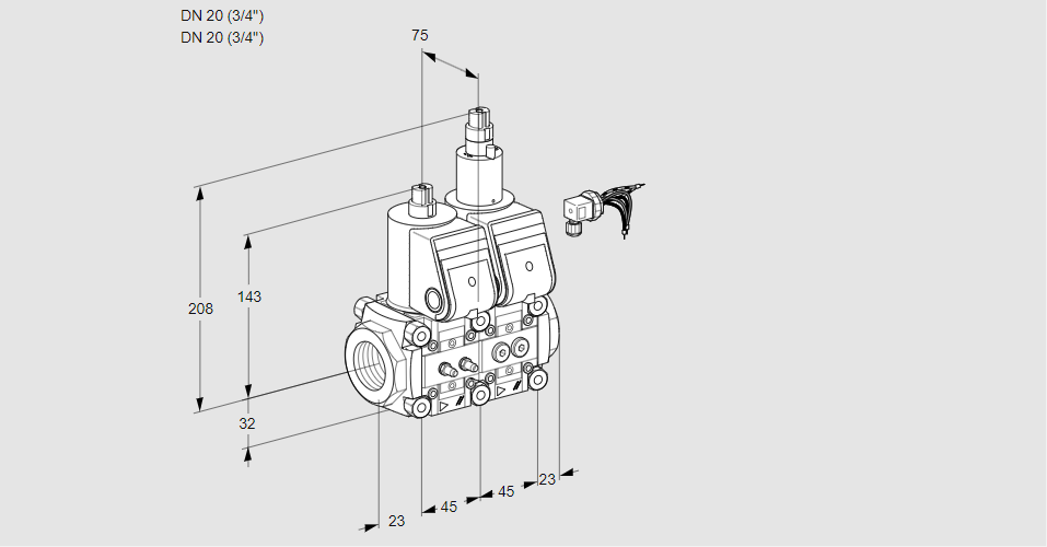 Клапан эл.магнитный сдвоенный VCS 1E20R/20R05NLWR/MMPP/MMPP