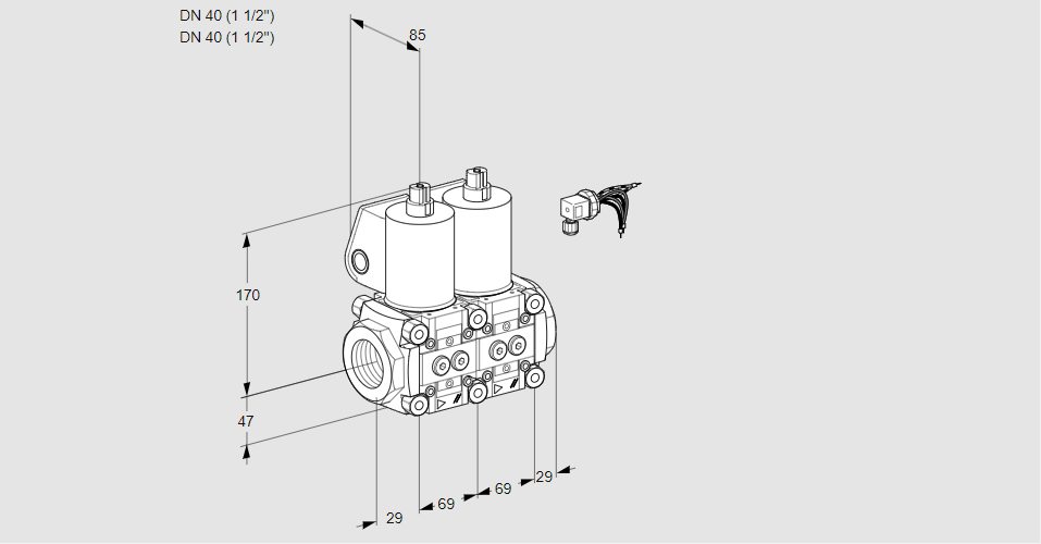 Клапан эл.магнитный сдвоенный VCS 2E40R/40R05NNWL/PPPP/MMMM