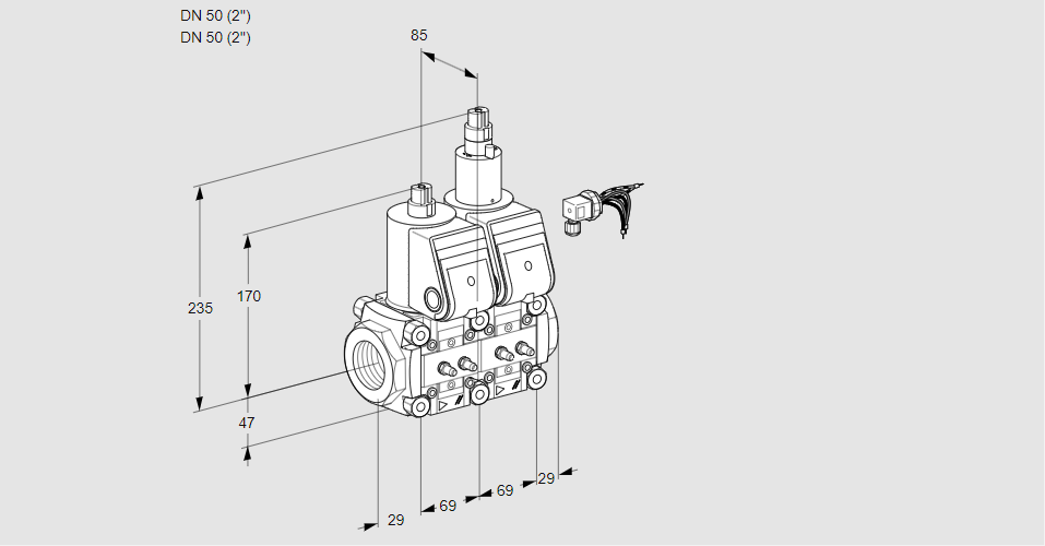 Клапан эл.магнитный сдвоенный VCS 2E50R/50R05NLWR/MMMM/PPPP