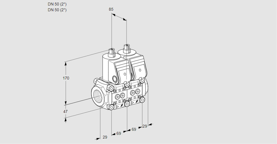 Клапан эл.магнитный сдвоенный VCS 2E50R/50R05NNWR/PPPP/PPPP
