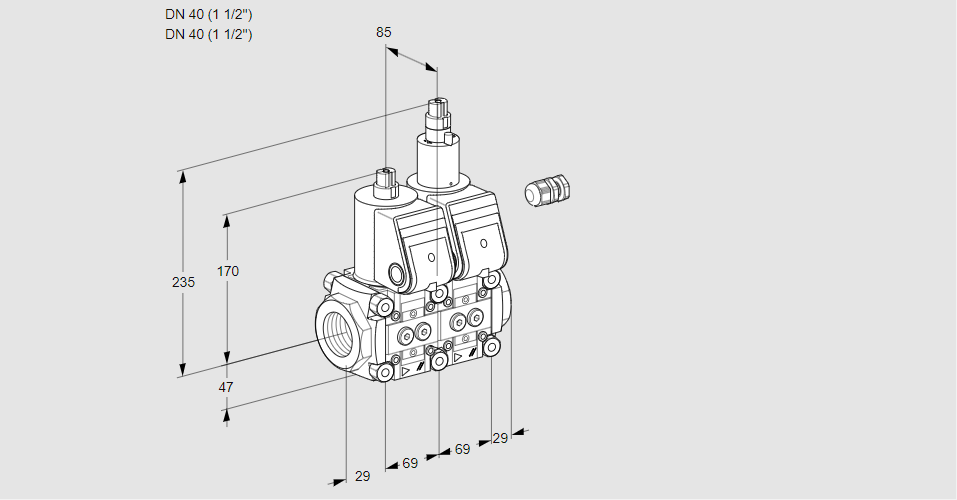 Клапан эл.магнитный сдвоенный VCS 2E40R/40R05NLKR/PPPP/PPPP