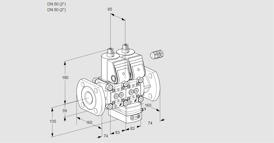 Регулятор соотношения газ/воздух с двумя эл.магнитными клапанами VCG 3E50F/50F05NGKWR/PPPP/PPPP