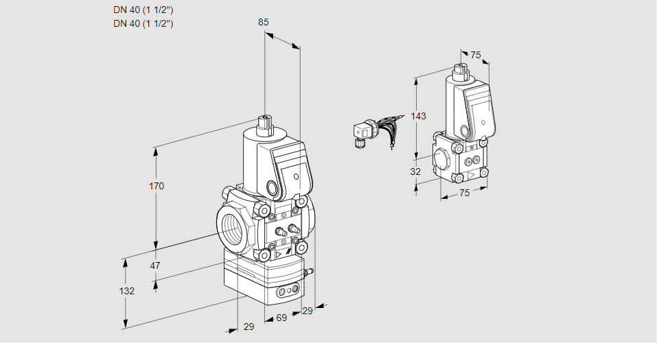 Регулятор расхода газа с эл.магнитным клапаном VAH 2E40R/40R05HEWR/MM/ZS