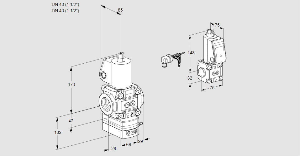 Регулятор расхода газа с эл.магнитным клапаном VAH 2E40R/40R05HEQL/ZS/MM