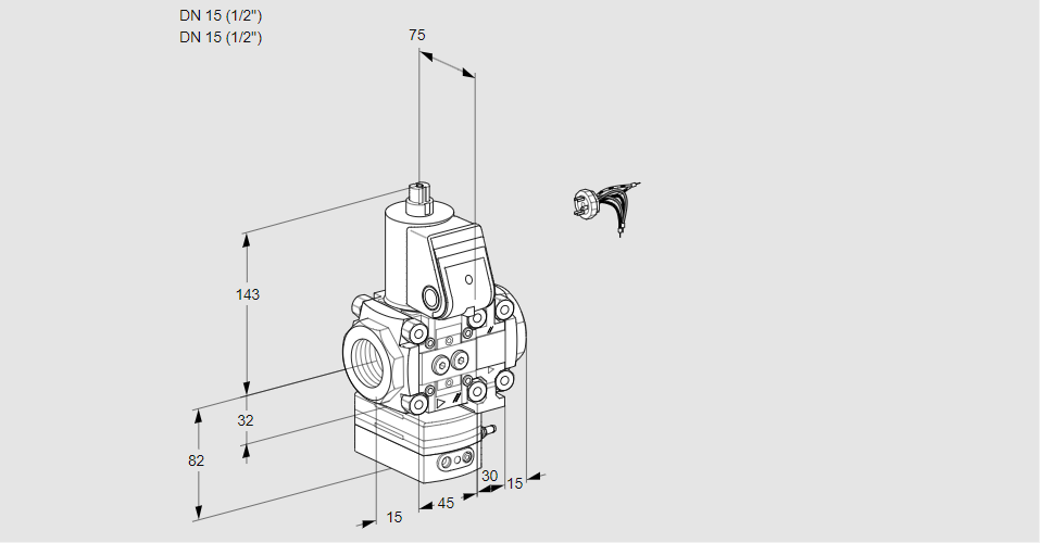 Регулятор соотношения газ/воздух 1:1  с эл.магнитным клапаном VAG 1E15R/15R05GEVWR/PP/PP