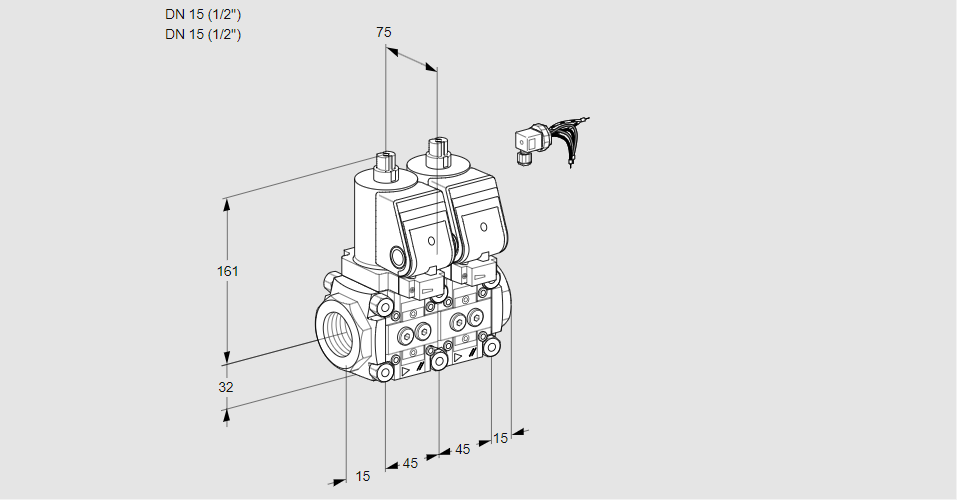 Клапан эл.магнитный сдвоенный VCS 1E15R/15R05NNWSR/PPPP/PPPP