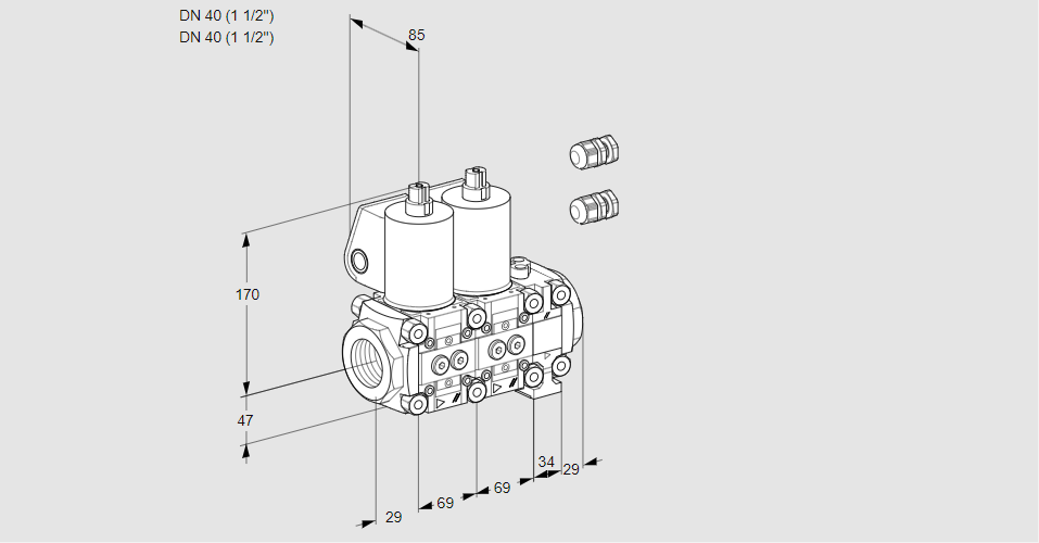 Клапан эл.магнитный сдвоенный VCS 2E40R/40R05NNVWL3/PPPP/PPPP