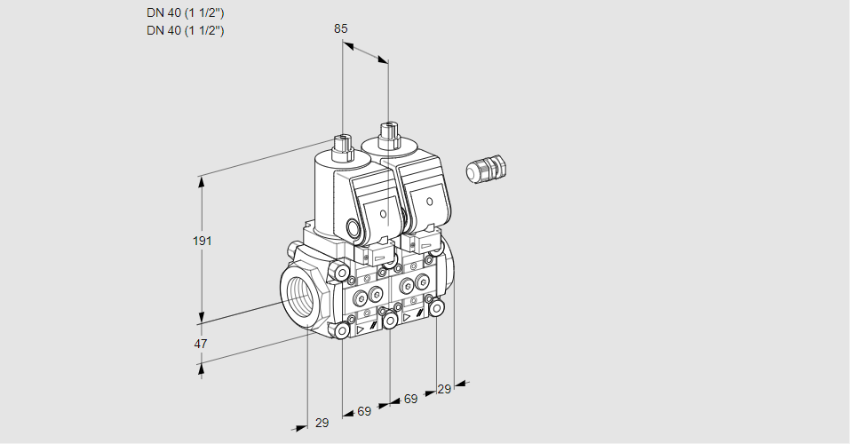 Клапан эл.магнитный сдвоенный VCS 2E40R/40R05NNWGR/PPPP/PPPP