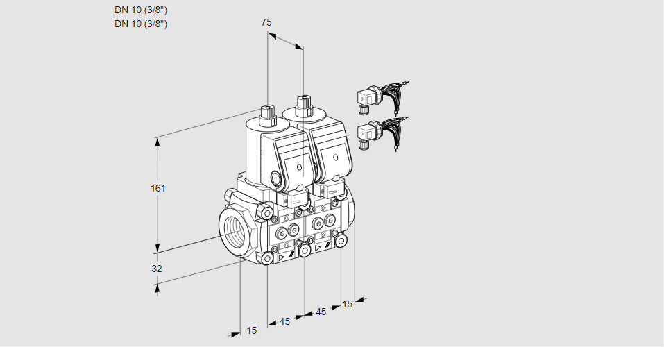 Клапан эл.магнитный сдвоенный VCS 1E10R/10R05NNWGR8/PPPP/PPPP
