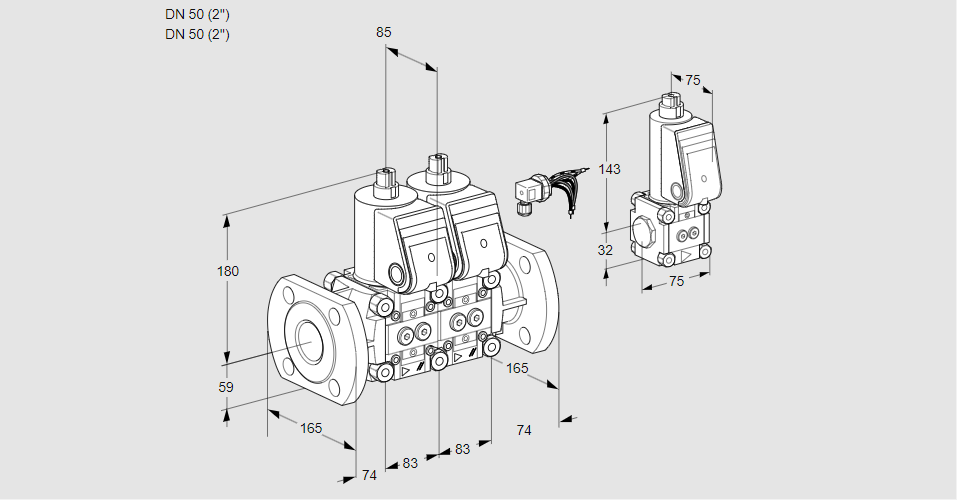 Клапан эл.магнитный сдвоенный VCS 3E50F/50F05NNWR3/PPPP/PPZS