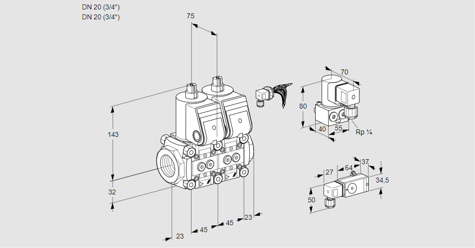 Клапан эл.магнитный сдвоенный VCS 1E20R/20R05NNWR/-3PP/PPZY