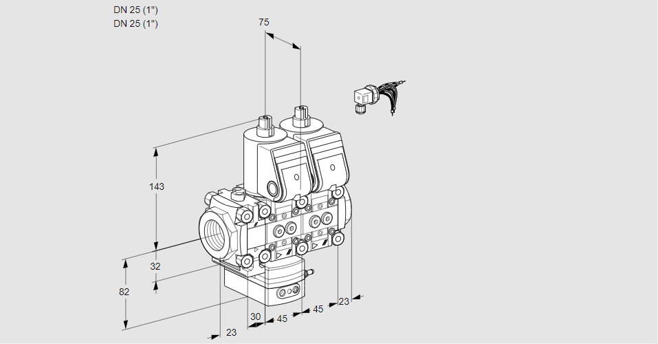 Регулятор давления с двумя эл.магнитными клапанами VCD 1E25R/25R05FD-25NWR/PPPP/PPPP