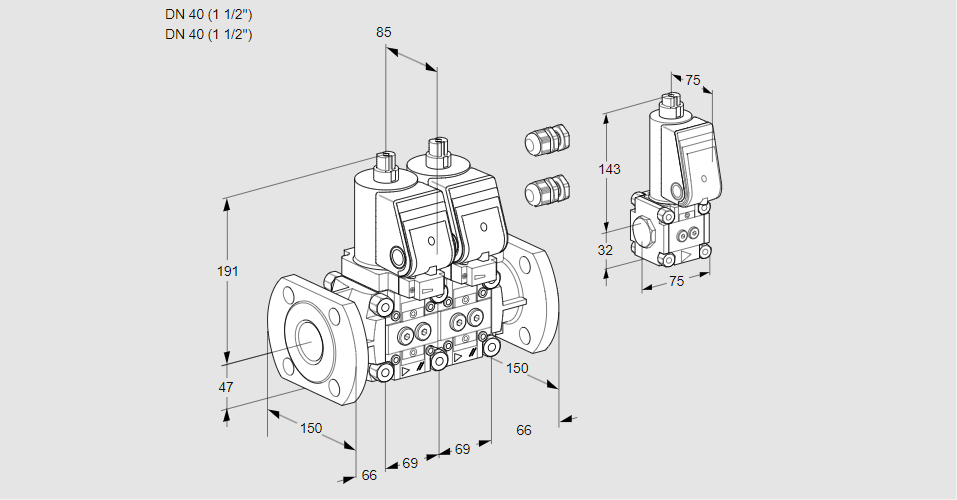 Клапан эл.магнитный сдвоенный VCS 2E40F/40F05NNWGR3/PPPP/BSPP
