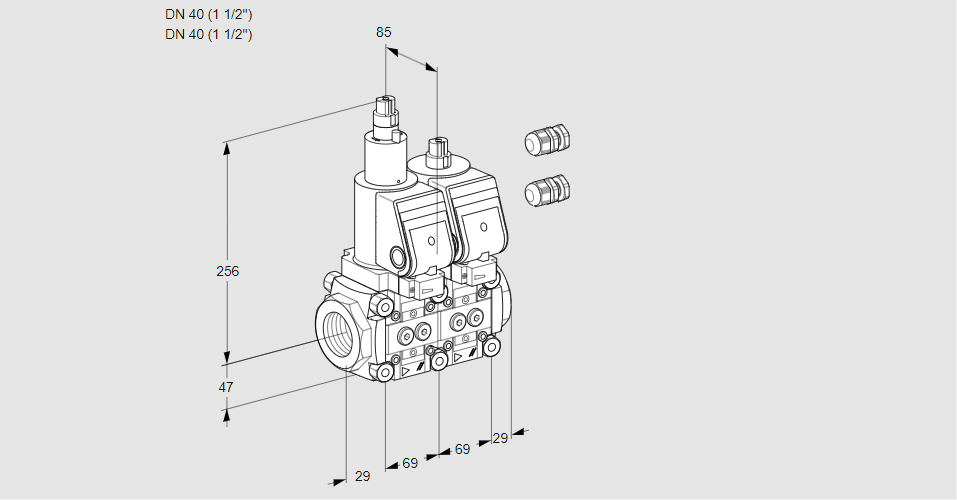 Клапан эл.магнитный сдвоенный VCS 2E40R/40R05LNWGR3/PPPP/PPPP
