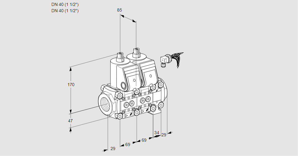 Клапан эл.магнитный сдвоенный VCS 2E40R/40R05NNVWR3/PPPP/PPPP