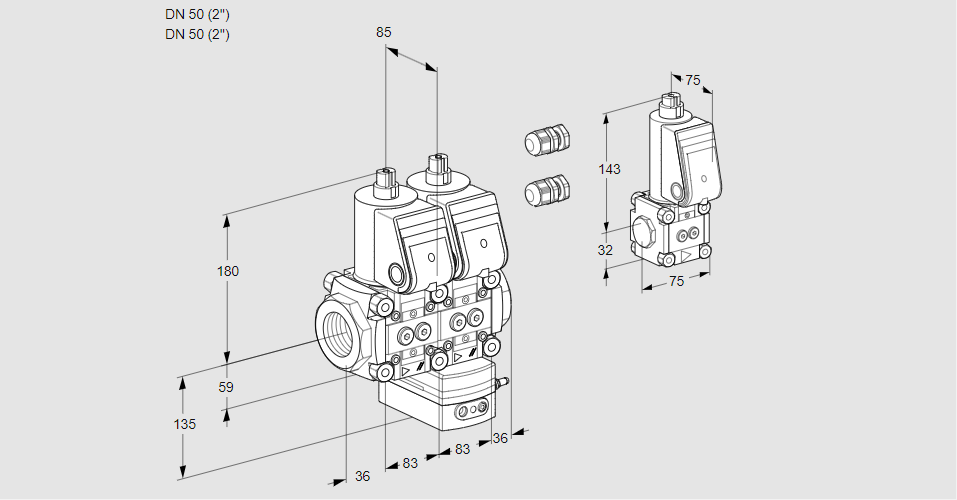 Регулятор давления с двумя эл.магнитными клапанами VCD 3E50R/50R05ND-100WR3/PPPP/PPZS