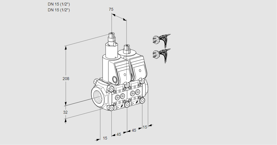 Клапан эл.магнитный сдвоенный VCS 1E15R/15R05LNWR5/PPPP/PPPP