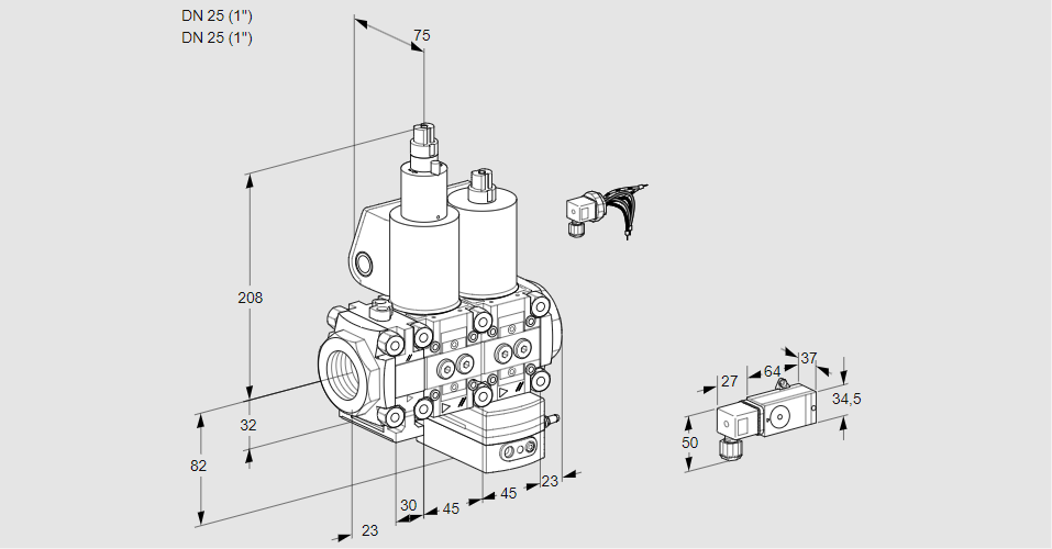 Регулятор давления с двумя эл.магнитными клапанами VCD 1E25R/25R05FLD-25WL/MMPP/2-MM