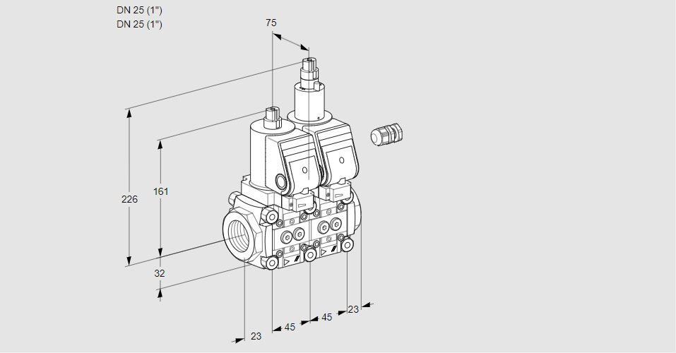 Клапан эл.магнитный сдвоенный VCS 1E25R/25R05NLWGR3/PPPP/PPPP