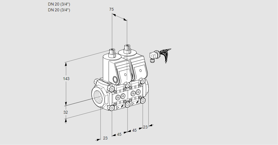 Клапан эл.магнитный сдвоенный VCS 1E20R/20R05NNKR/PPPP/PPPP