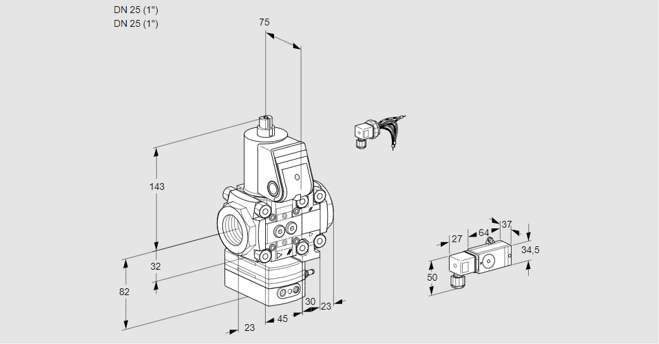 Регулятор давления с эл.магнитным клапаном VAD 1E25R/25R05D-25VWR/-3/3-