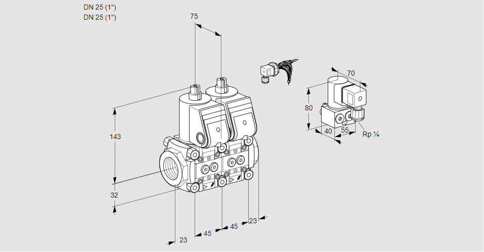 Клапан эл.магнитный сдвоенный VCS 1E25R/25R05NNWR3/PPPP/PPZY