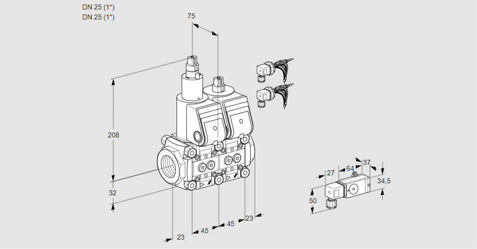 Клапан эл.магнитный сдвоенный VCS 1E25R/25R05LNWR6/-3PP/PPPP