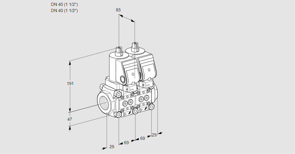 Клапан эл.магнитный сдвоенный VCS 2E40R/40R05NNWSR/PPPP/PPPP