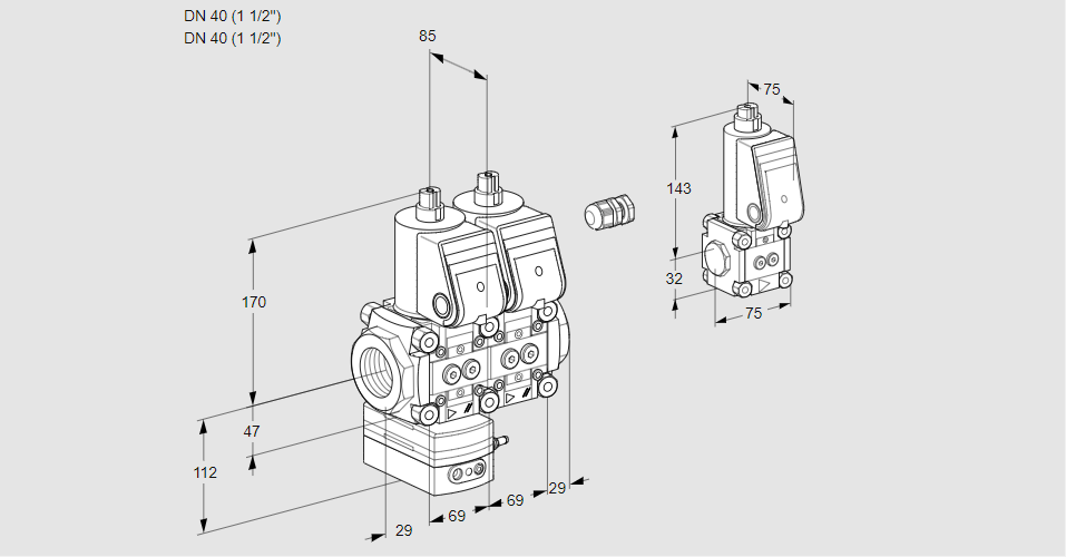 Регулятор давления с двумя эл.магнитными клапанами VCD 2E40R/40R05D-100NWR/PPPP/PPZS