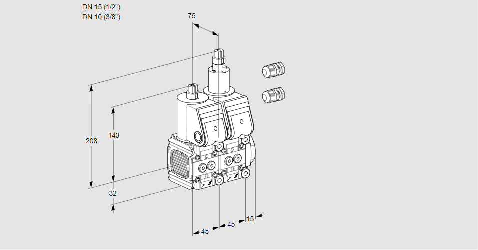 Клапан эл.магнитный сдвоенный VCS 1E15R/10R05FNLWR3/PPPP/PPPP