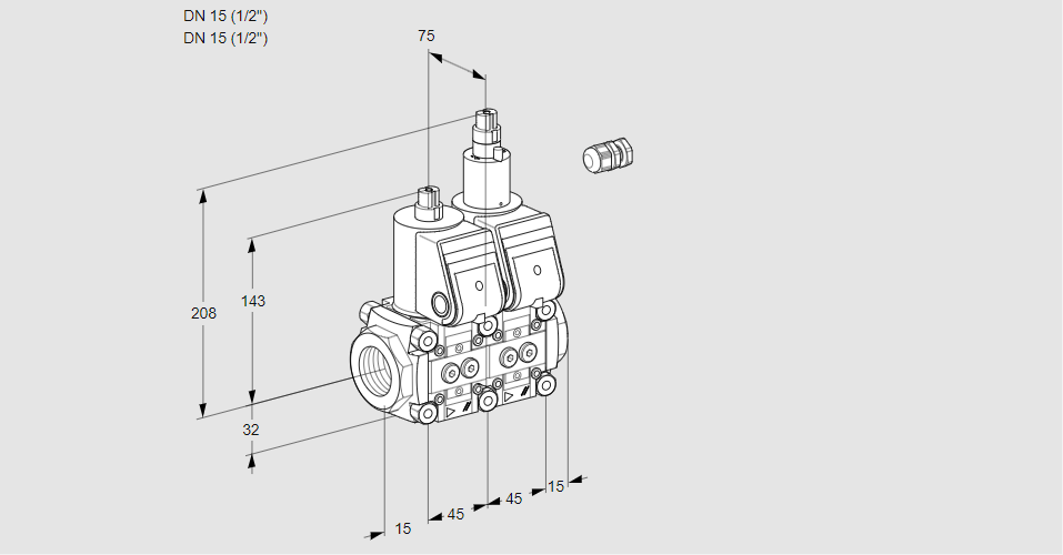Клапан эл.магнитный сдвоенный VCS 1E15R/15R05NLWR/PPPP/PPPP