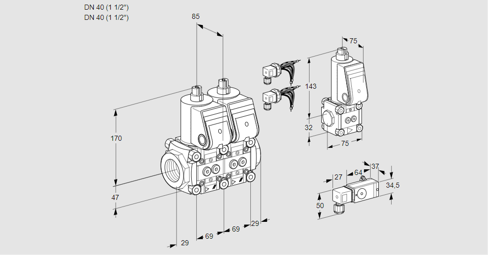 Клапан эл.магнитный сдвоенный VCS 2E40R/40R05NNWR6/PP-3/PPZS