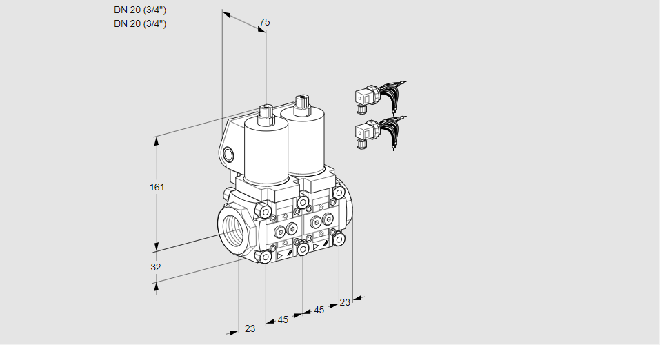 Клапан эл.магнитный сдвоенный VCS 1E20R/20R05NNWSL8/PPPP/PPPP