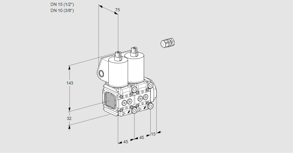 Клапан эл.магнитный сдвоенный VCS 1E15R/10R05FNNWL3/PPPP/PPPP