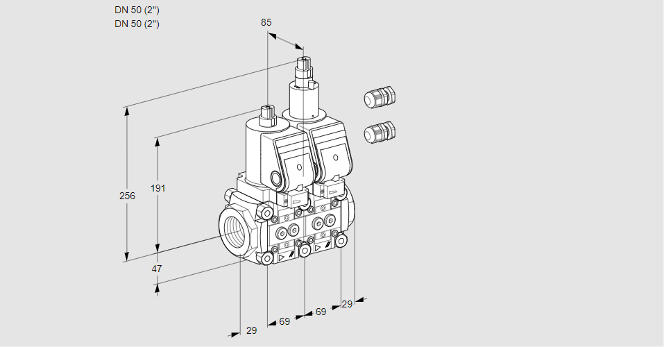 Клапан эл.магнитный сдвоенный VCS 2E50R/50R05NLWGR3/PPPP/PPPP