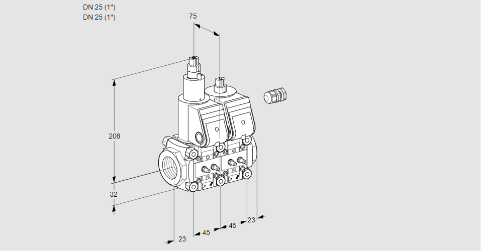 Клапан эл.магнитный сдвоенный VCS 1E25R/25R05LNWR/MMMM/PPPP