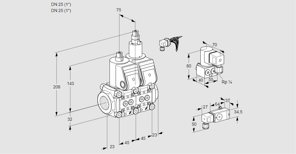 Клапан эл.магнитный сдвоенный VCS 1E25R/25R05NLWR/2-PP/PPZY