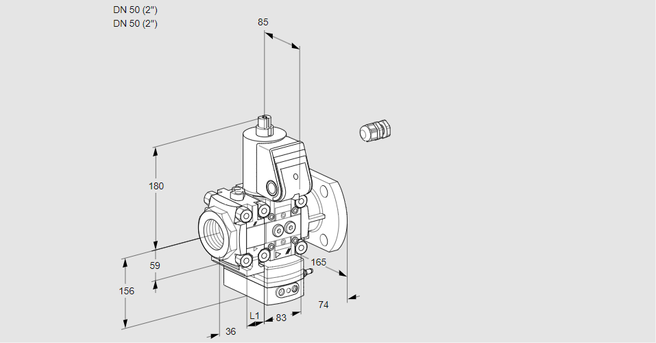 Регулятор расхода газа с эл.магнитным клапаном VAH 3E50R/50F05FHEWR/PP/PP