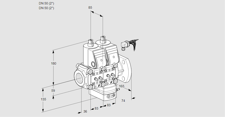 Регулятор соотношения газ/воздух с двумя эл.магнитными клапанами VCG 3E50R/50F05NGEWR/MMMM/PPPP