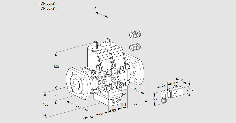 Регулятор расхода с двумя эл.магнитными клапанами VCH 3E50F/50F05NHEVWR3/-3PP/PPPP