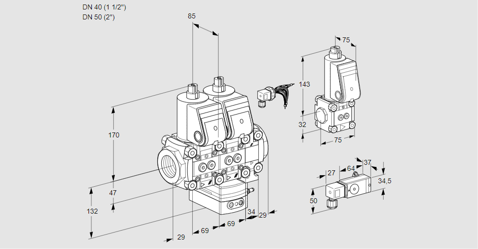 Регулятор расхода с двумя эл.магнитными клапанами VCH 2E40R/50R05NHEVWR/PP2-/PPBS