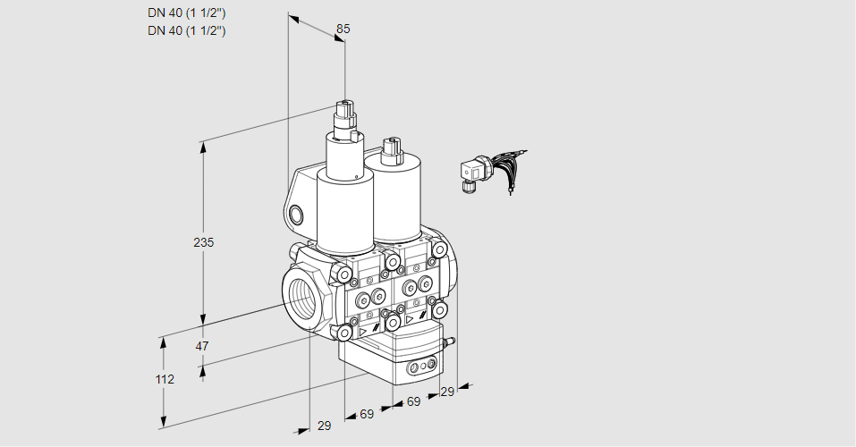 Регулятор давления с двумя эл.магнитными клапанами VCD 2E40R/40R05LD-100WL/PPPP/PPPP