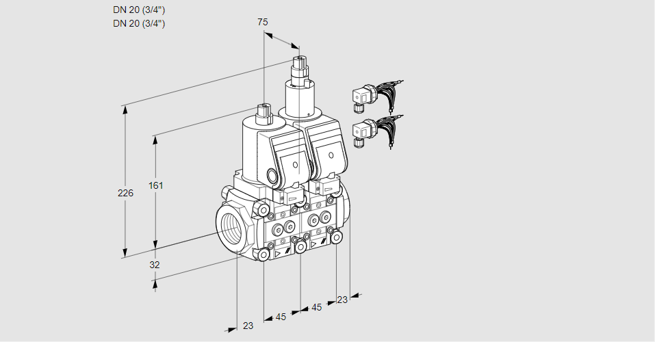 Клапан эл.магнитный сдвоенный VCS 1E20R/20R05NLWGR8/PPPP/PPPP