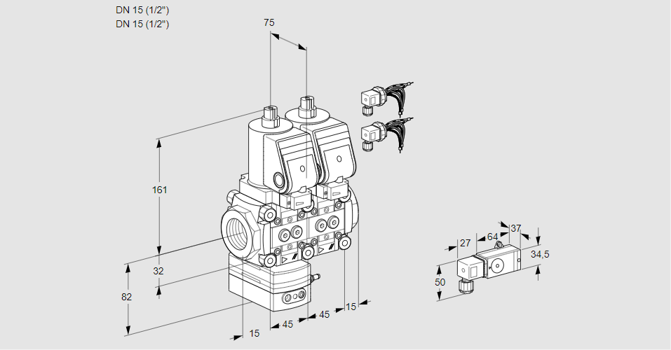 Регулятор давления с двумя эл.магнитными клапанами VCD 1E15R/15R05D-100NWSR8/PP2-/PPPP