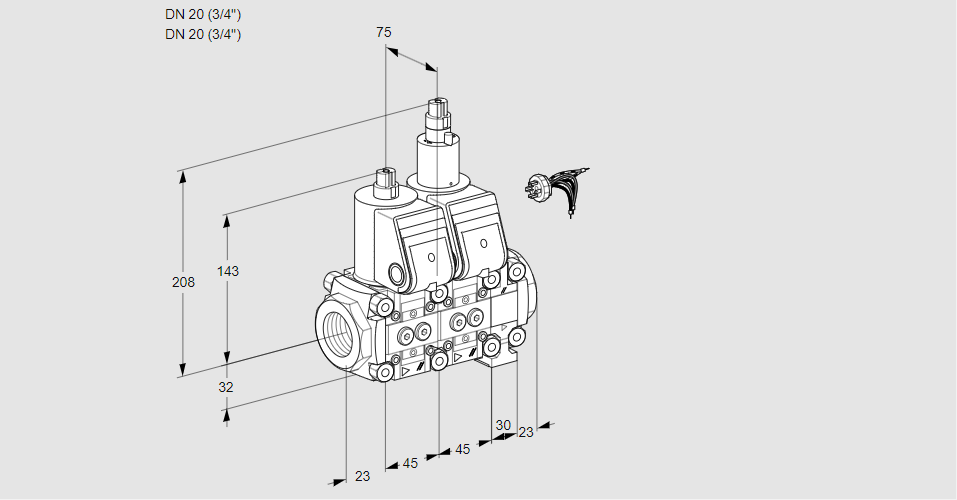 Клапан эл.магнитный сдвоенный VCS 1E20R/20R05NLVWR/PPPP/PPPP