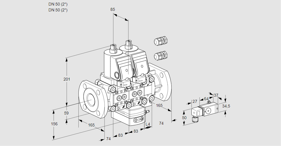 Регулятор расхода с двумя эл.магнитными клапанами VCH 3E50F/50F05NHEVWSR3/-3PP/PPPP